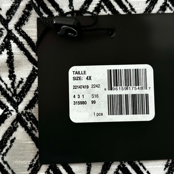 TOP, SLEEVELESS, SNOW (Black & White), SIZE 4X, LINEN TEXTURE, MICHEL STUDIO for - Picture 7 of 8